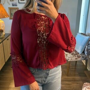 Elegant Red Lace Women's Top